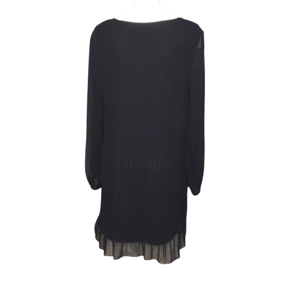 Wilfred Black Pleated Flowy Dress A-Line Shift Long Sleeve V-Neck Size Large - Picture 5 of 9